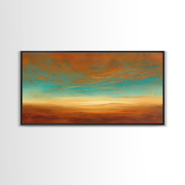 Serene Desert Horizon Framed Canvas Print, General Fine Art, Wall Decor, Living Room Decor, Fine Art, Original Painting, GEN-2x1-37