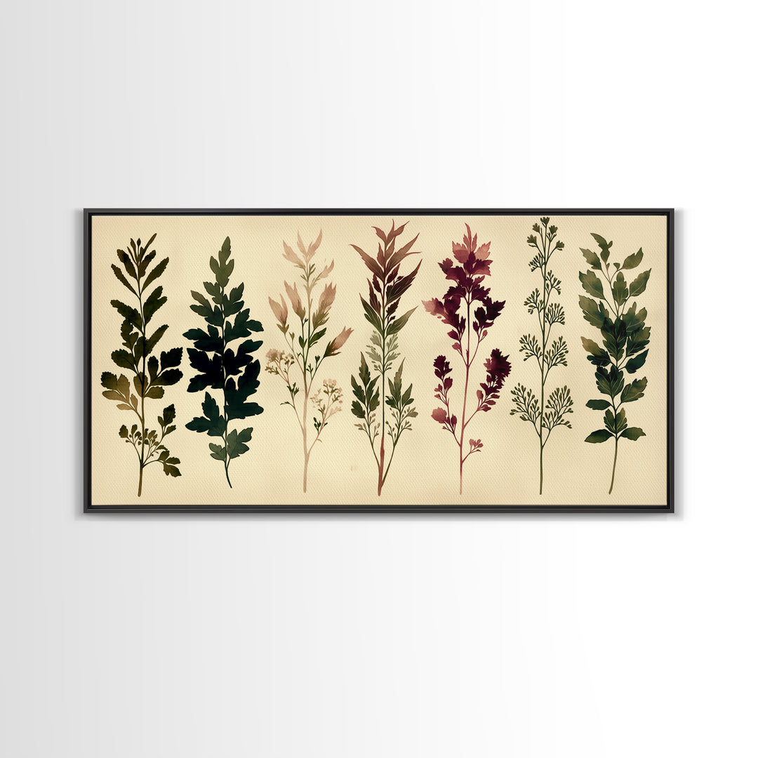 Botanical Silhouette Series Canvas Print, General Fine Art, Painting, Living Room Decor, Fine Art, Oil Painting, GEN-2x1-41
