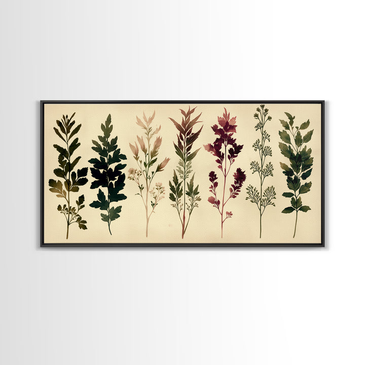 Botanical Silhouette Series Canvas Print, General Fine Art, Painting, Living Room Decor, Fine Art, Oil Painting, GEN-2x1-41
