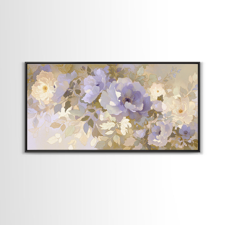 Large Neutral Floral Study Framed Canvas Print, General Fine Art, Poster, Living Room Decor, Fine Art, Wall Art Prints, GEN-2x1-46