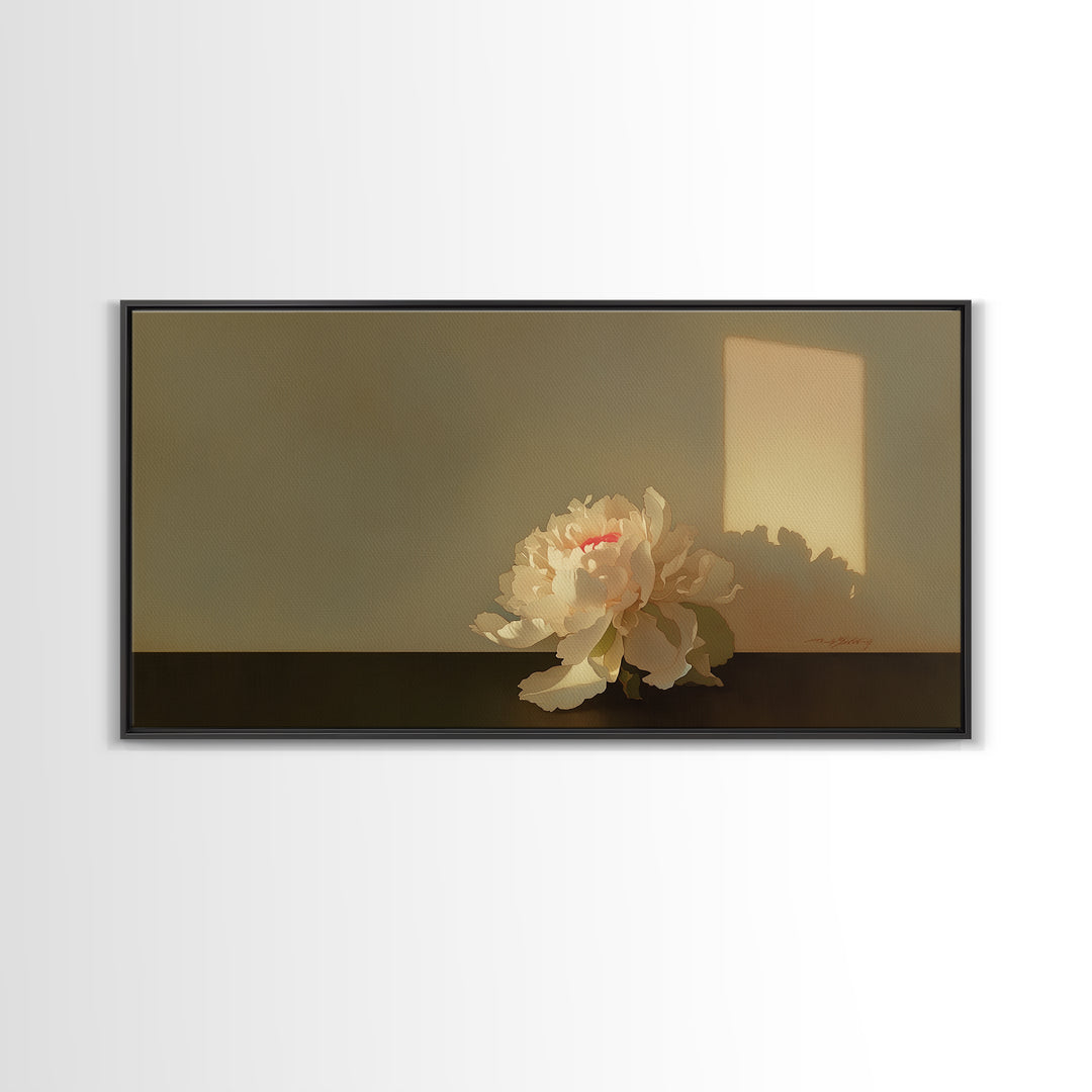 Single Sculptural Flower on a Dark Ground Canvas Print, General Fine Art, Canvas, Living Room Decor, Watercolor Art, GEN-2x1-53