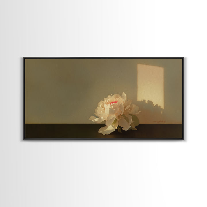 Single Sculptural Flower on a Dark Ground Canvas Print, General Fine Art, Canvas, Living Room Decor, Watercolor Art, GEN-2x1-53