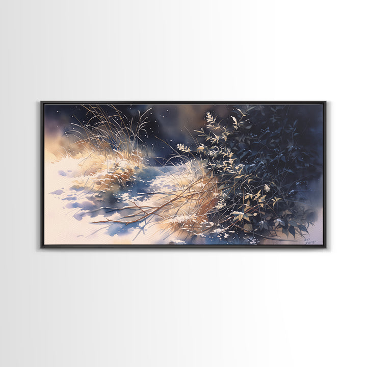 Soft Watercolor Branch Study Framed Canvas Print, General Fine Art, Mid Century Modern, Living Room Decor, Fine Art, GEN-2x1-55
