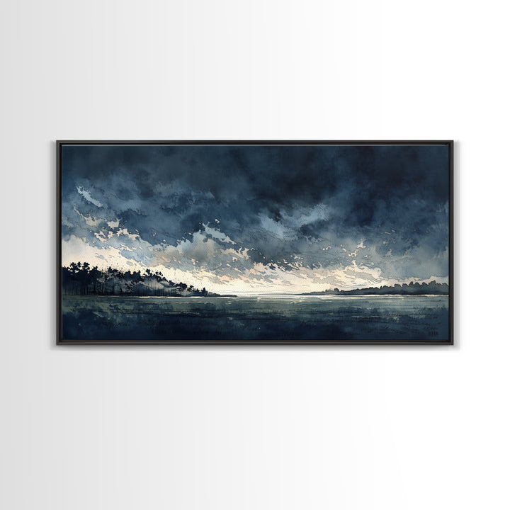Elegant Ink Wash Landscape Canvas Print, General Fine Art, Digital Prints, Living Room Decor, Oil Painting, Large Wall Art, GEN-2x1-64