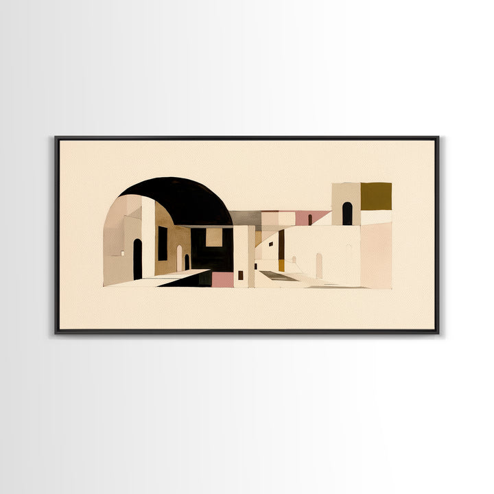 Monochrome Architectural Arch Composition Framed Canvas Print, General Fine Art, Original Painting, Living Room Decor, Fine Art, GEN-2x1-80
