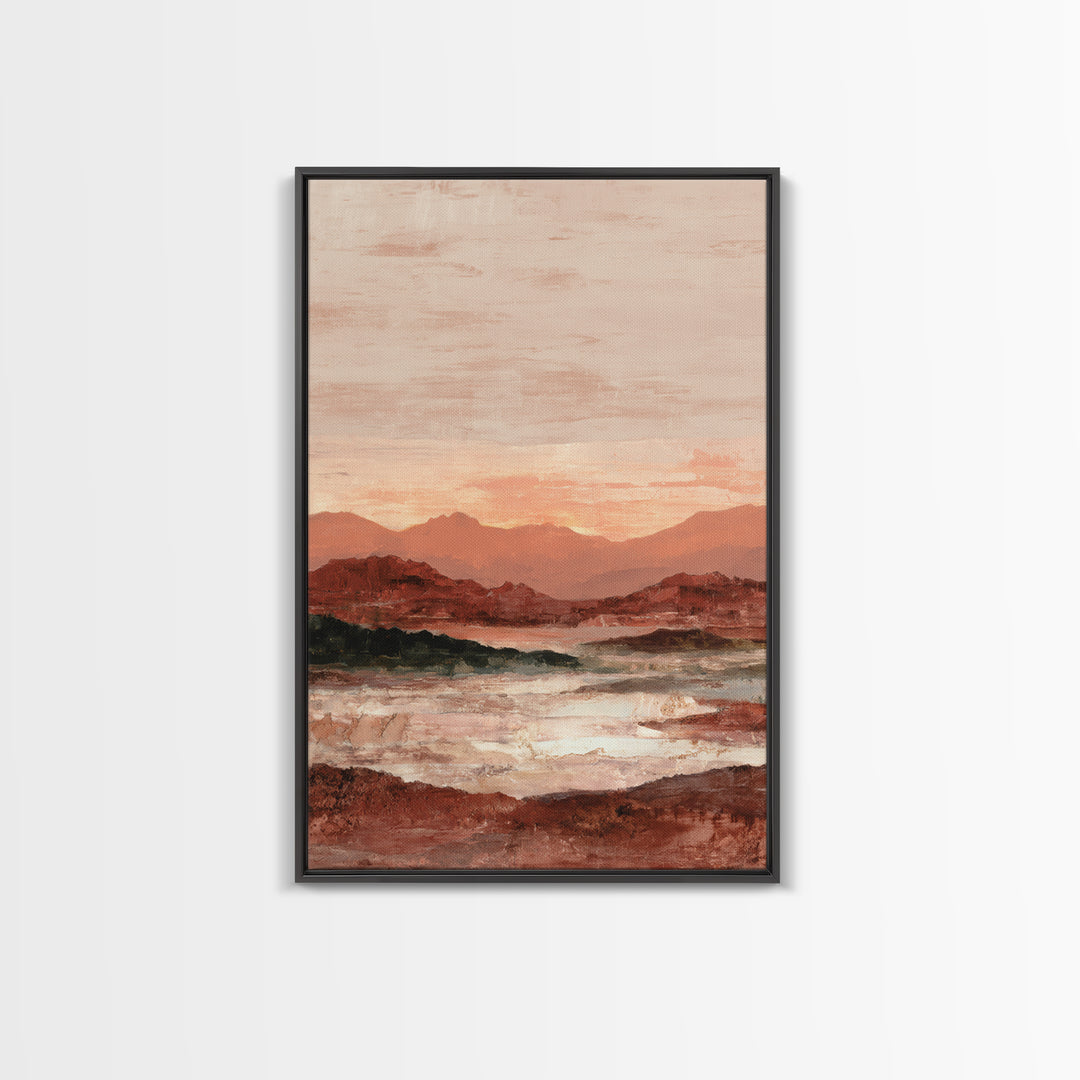 Serene Desert Horizon Framed Canvas Print, General Fine Art, Digital Prints, Living Room Decor, Oil Painting, GEN-2x3-1