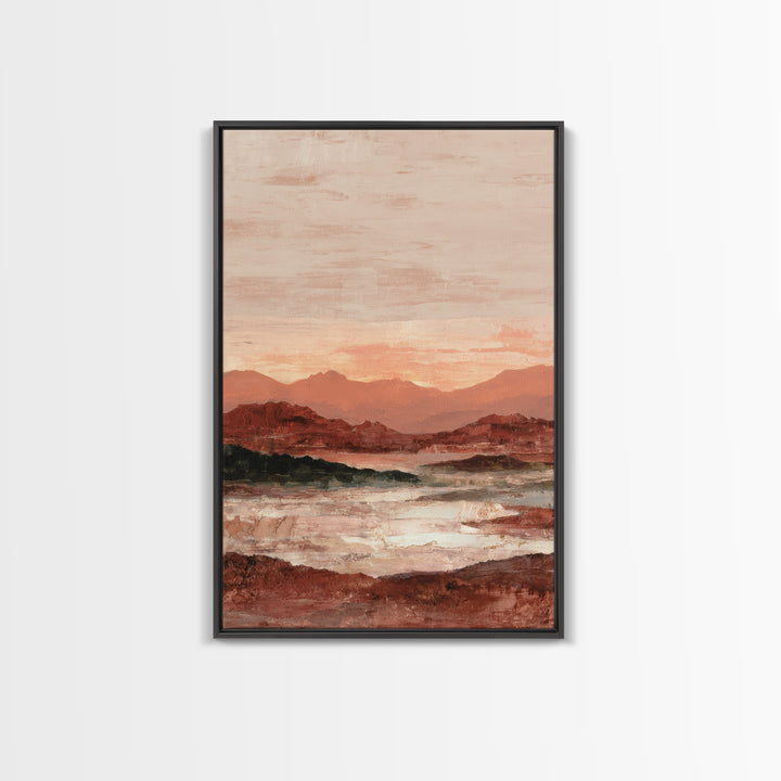 Serene Desert Horizon Framed Canvas Print, General Fine Art, Digital Prints, Living Room Decor, Oil Painting, GEN-2x3-1