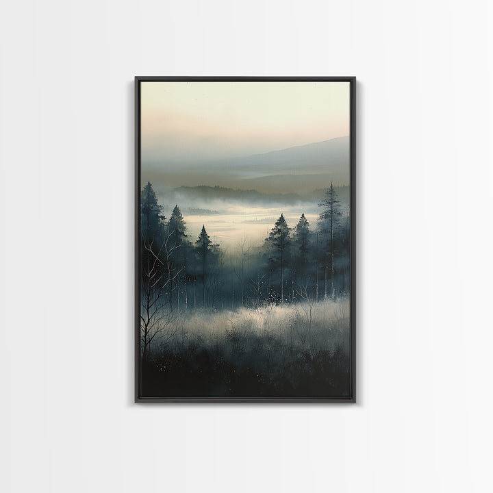 Elegant Ink Wash Landscape Framed Canvas Print, General Fine Art, Wall Decor, Living Room Decor, Fine Art, Original Painting, GEN-2x3-100