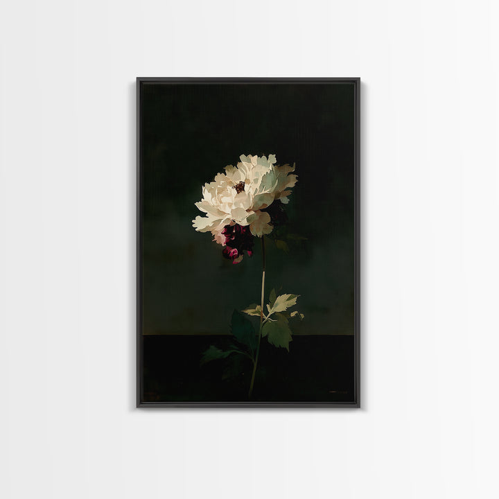 Single Sculptural Flower on a Dark Ground Framed Canvas Print, General Fine Art, Digital Art, Living Room Decor, Fine Art, GEN-2x3-17