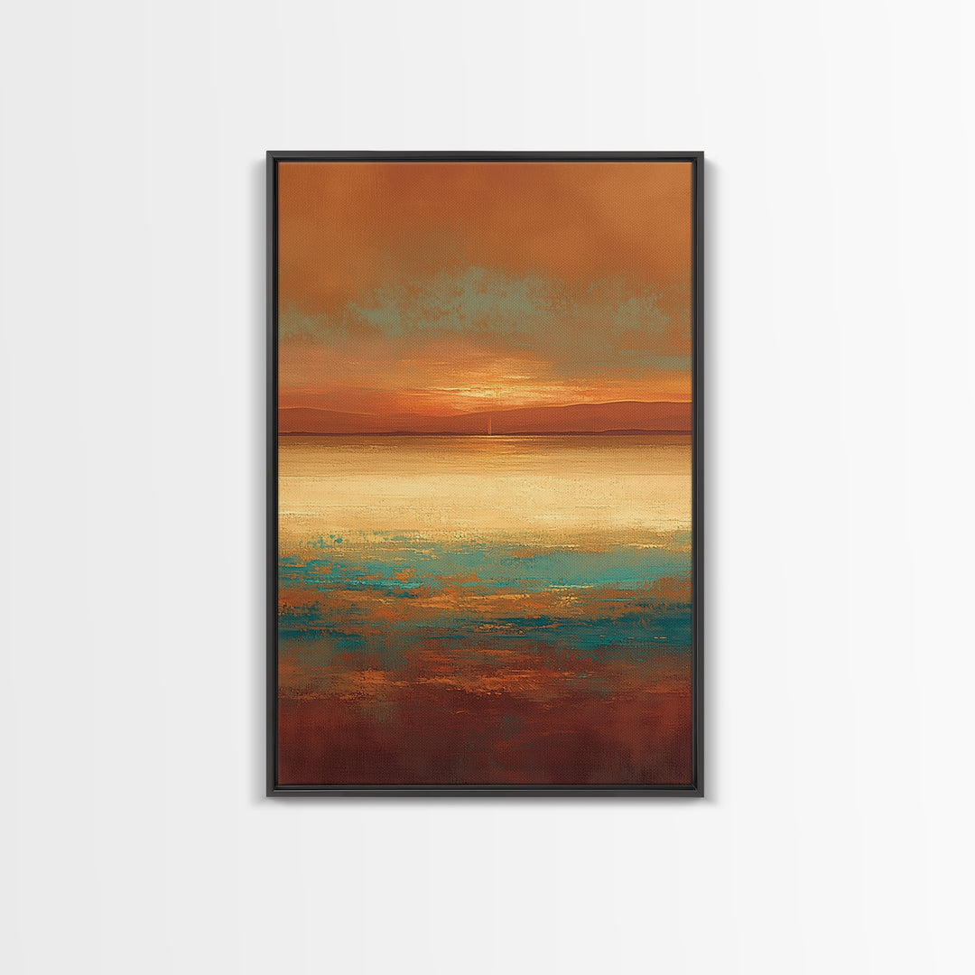 Serene Desert Horizon Framed Canvas Print, General Fine Art, Digital Prints, Living Room Decor, Oil Painting, GEN-2x3-25