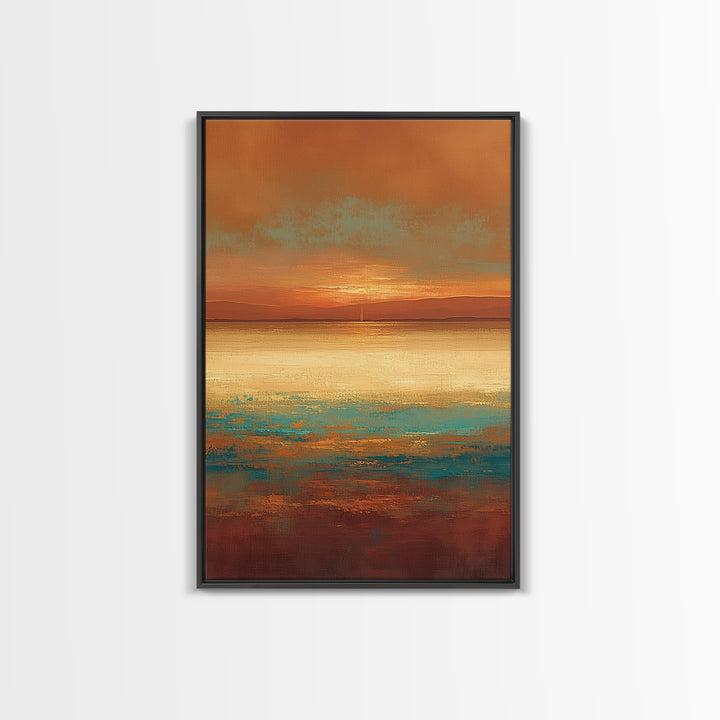 Serene Desert Horizon Framed Canvas Print, General Fine Art, Digital Prints, Living Room Decor, Oil Painting, GEN-2x3-25