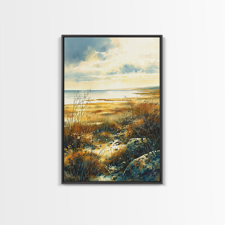 Quiet Abstract Landscape Framed Canvas Print, General Fine Art, Wall Art Prints, Living Room Decor, Watercolor Art, GEN-2x3-33