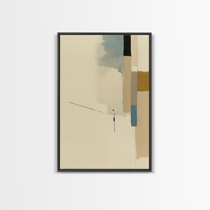 Minimal Black Line Figure on Textured Paper Canvas Print, General Fine Art, Print, Living Room Decor, Fine Art, GEN-2x3-35
