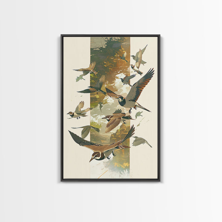 Minimal Birds in Flight over an Open Framed Canvas Print, General Fine Art, Minimalist Decor, Living Room Decor, Fine Art, GEN-2x3-6