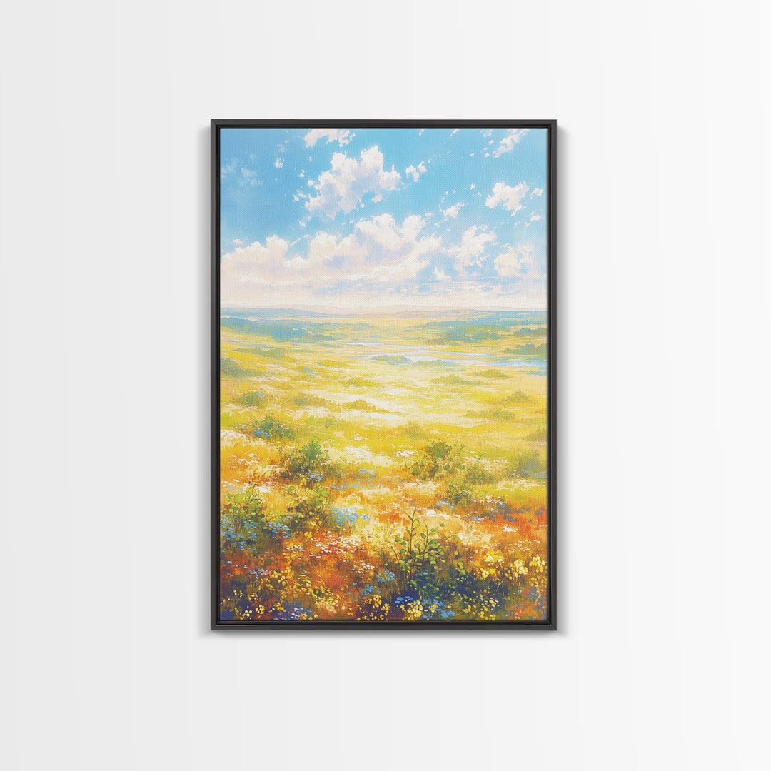 Sunlit Meadow with Loose Impressionist Brushwork Canvas Print, General Fine Art, Digital Prints, Living Room Decor, GEN-2x3-70