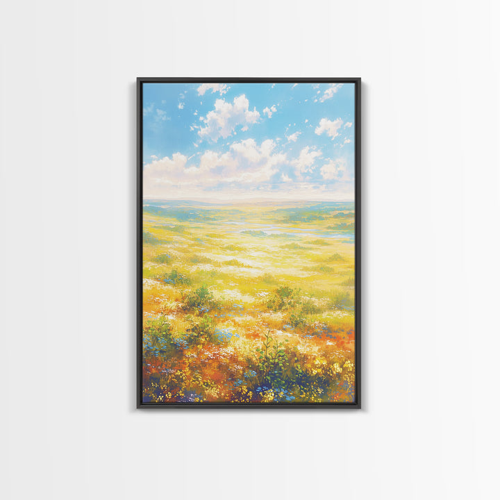 Sunlit Meadow with Loose Impressionist Brushwork Canvas Print, General Fine Art, Digital Prints, Living Room Decor, GEN-2x3-70