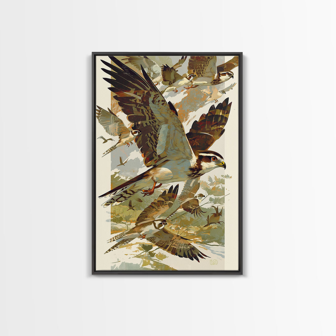 Minimal Birds in Flight over an Open Framed Canvas Print, General Fine Art, Art Prints, Living Room Decor, Fine Art, GEN-2x3-78