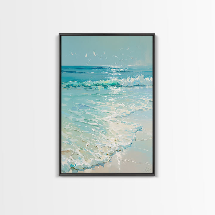 Coastal Water Study Framed Canvas Print, General Fine Art, Wall Hanging, Living Room Decor, Fine Art, Statement Artwork, GEN-2x3-85