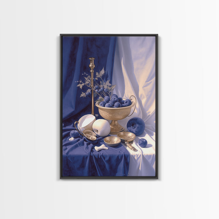 Simple Still Life of Fruit and Linen Canvas Print, General Fine Art, Oil Painting, Living Room Decor, Abstract Art, GEN-2x3-96