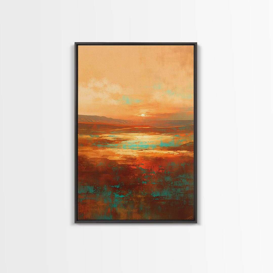Serene Desert Horizon Framed Canvas Print, General Fine Art, Digital Wall Art, Living Room Decor, Fine Art, Neutral Decor, GEN-2x3-97
