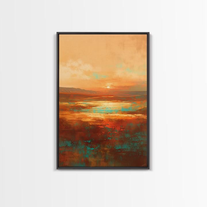 Serene Desert Horizon Framed Canvas Print, General Fine Art, Digital Wall Art, Living Room Decor, Fine Art, Neutral Decor, GEN-2x3-97