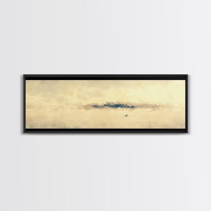 Minimal Black Line Figure on Textured Paper Canvas Print, General Fine Art, Luxury Decor, Living Room Decor, Fine Art, GEN-3x1-19