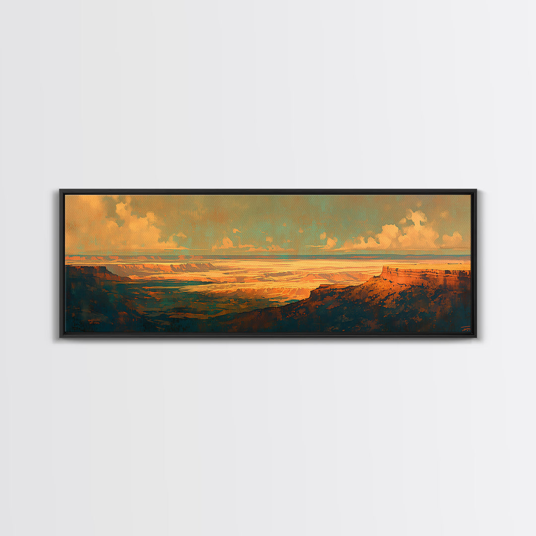 Serene Desert Horizon Canvas Print, General Fine Art, Wall Hanging, Living Room Decor, Oil Painting, Statement Artwork, GEN-3x1-33