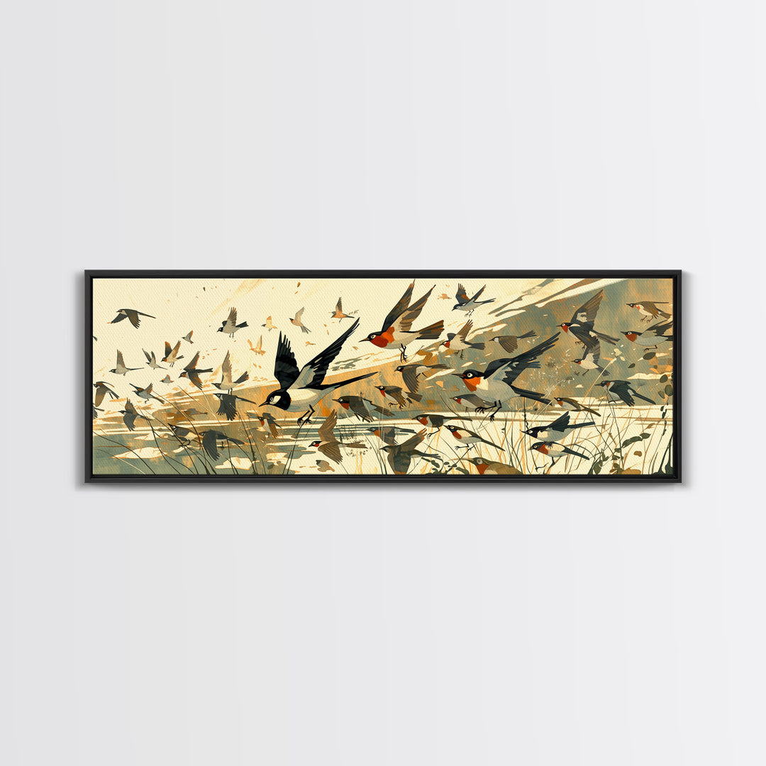 Minimal Birds in Flight over an Open Canvas Print, General Fine Art, Printable, Living Room Decor, Fine Art, GEN-3x1-38