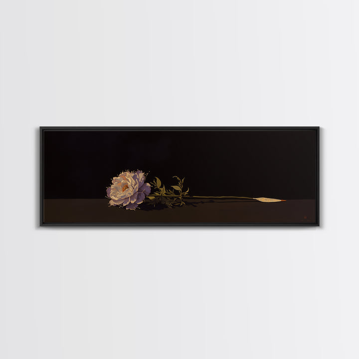 Single Sculptural Flower on a Dark Ground Canvas Print, General Fine Art, Canvas Wall Art, Living Room Decor, Fine Art, GEN-3x1-49
