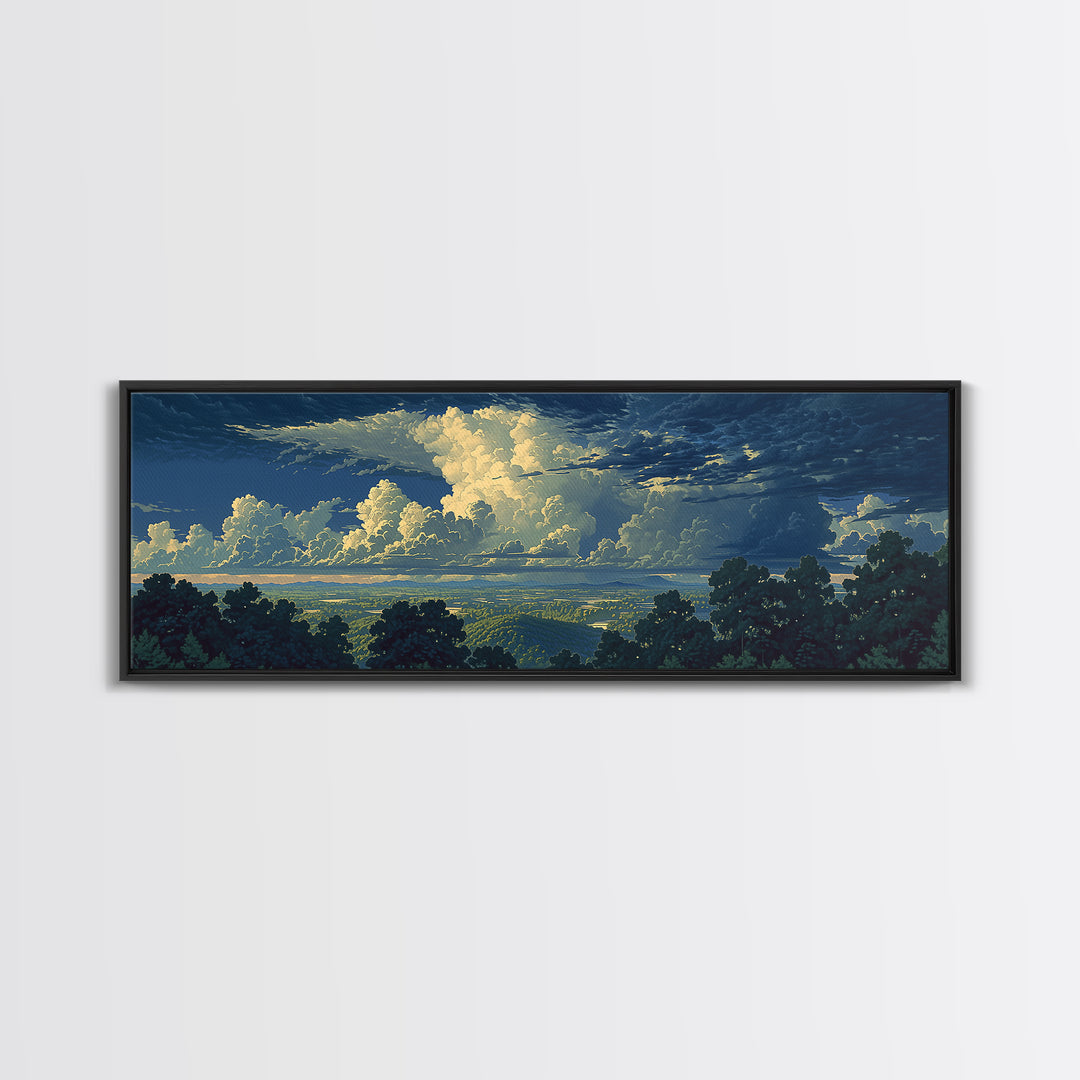 Romantic Cloudscape with Blush and Cream Tones Canvas Print, General Fine Art, Original Painting, Living Room Decor, GEN-3x1-58