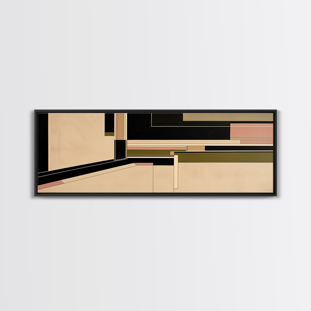 Modern Geometric Composition Framed Canvas Print, General Fine Art, Art Deco, Living Room Decor, Fine Art, Fine Art Print, GEN-3x1-74