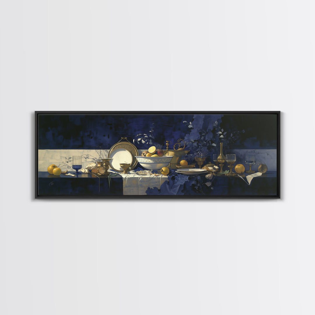 Simple Still Life of Fruit and Linen Canvas Print, General Fine Art, Art Nouveau, Living Room Decor, Abstract Art, GEN-3x1-8