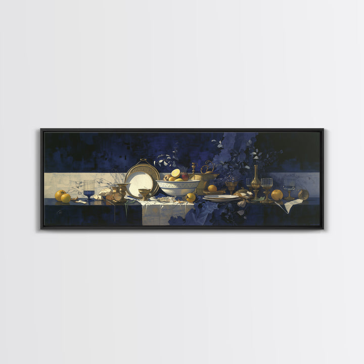 Simple Still Life of Fruit and Linen Canvas Print, General Fine Art, Art Nouveau, Living Room Decor, Abstract Art, GEN-3x1-8
