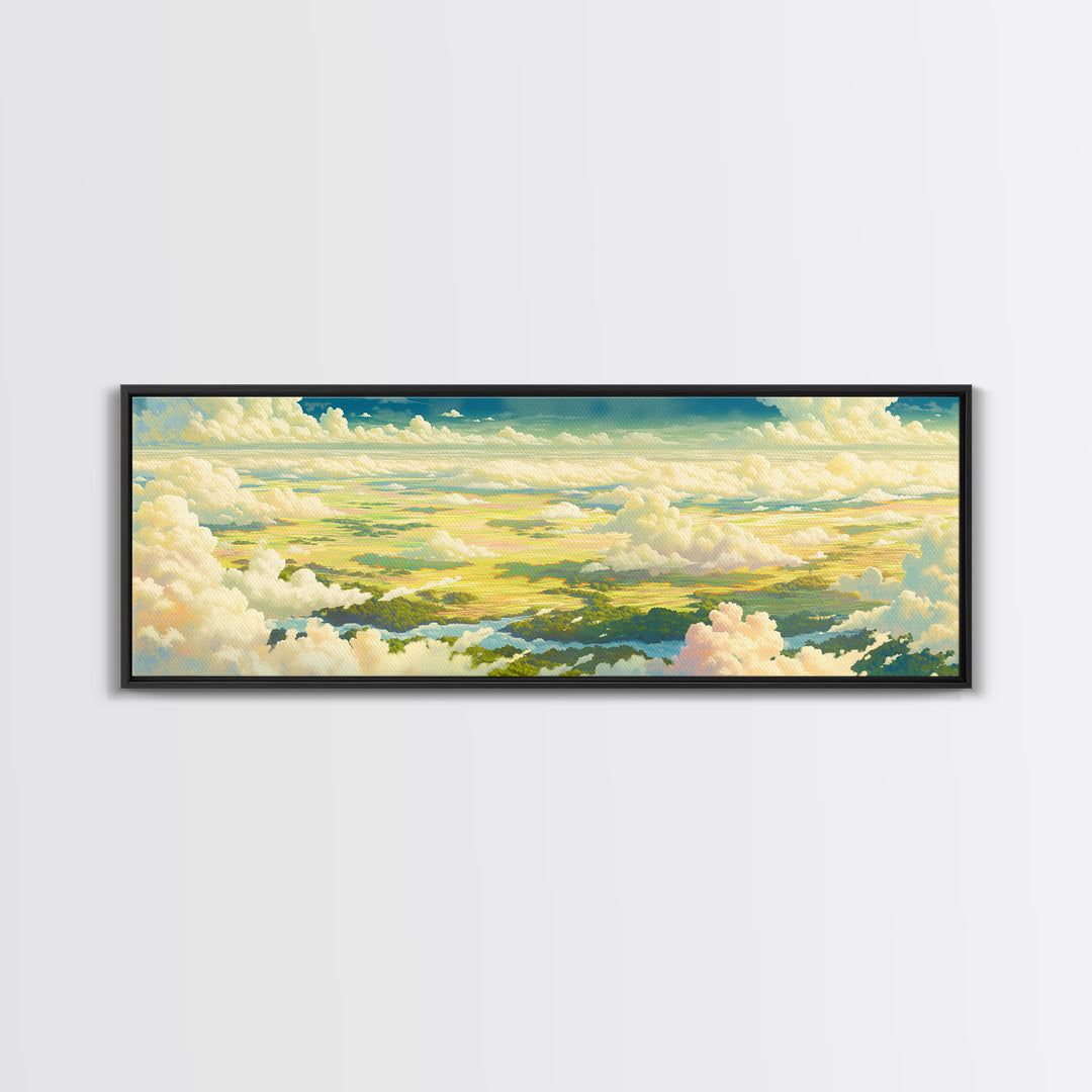 Romantic Cloudscape with Blush and Cream Tones Canvas Print, General Fine Art, Original Painting, Living Room Decor, GEN-3x1-82