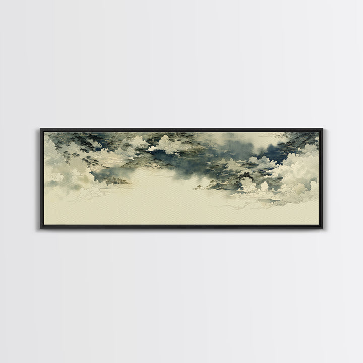 Elegant Ink Wash Landscape Framed Canvas Print, General Fine Art, Wall Decor, Living Room Decor, Fine Art, Original Painting, GEN-3x1-84