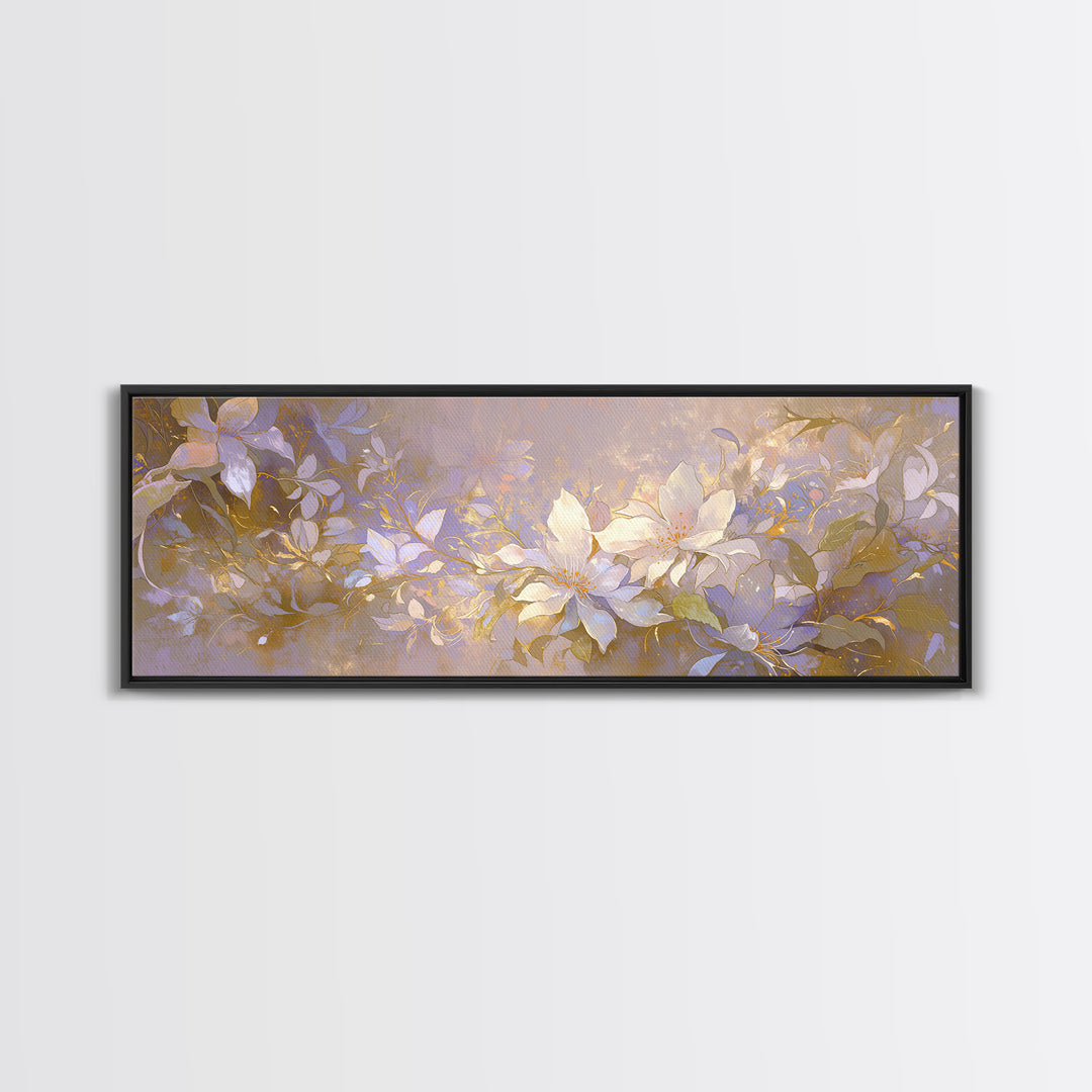 Large Neutral Floral Study Framed Canvas Print, General Fine Art, Framed Wall Art, Living Room Decor, Fine Art, GEN-3x1-90