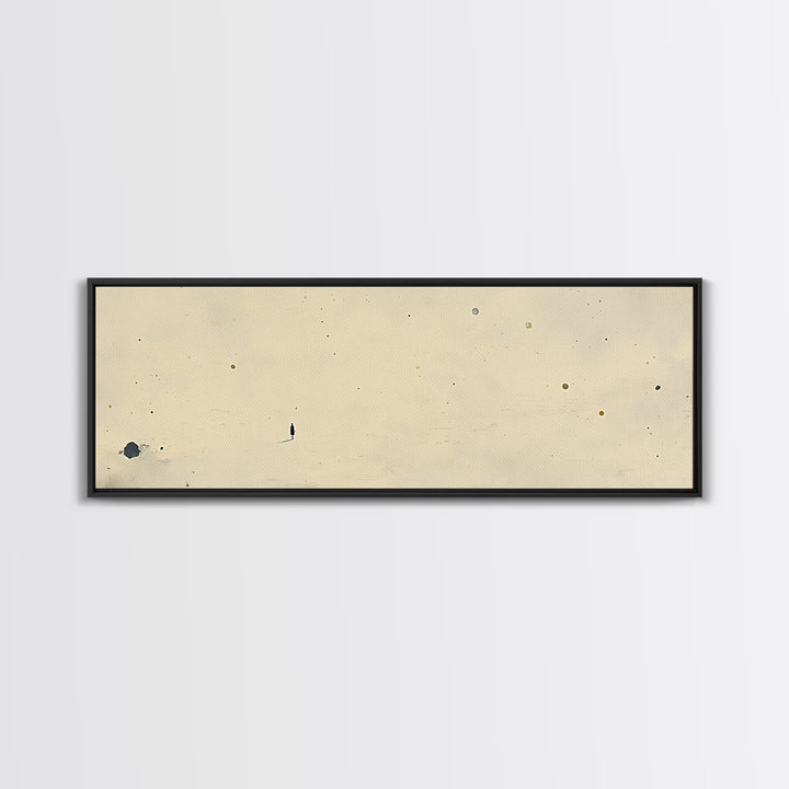 Minimal Black Line Figure on Textured Paper Canvas Print, General Fine Art, Painting, Living Room Decor, Fine Art, GEN-3x1-91