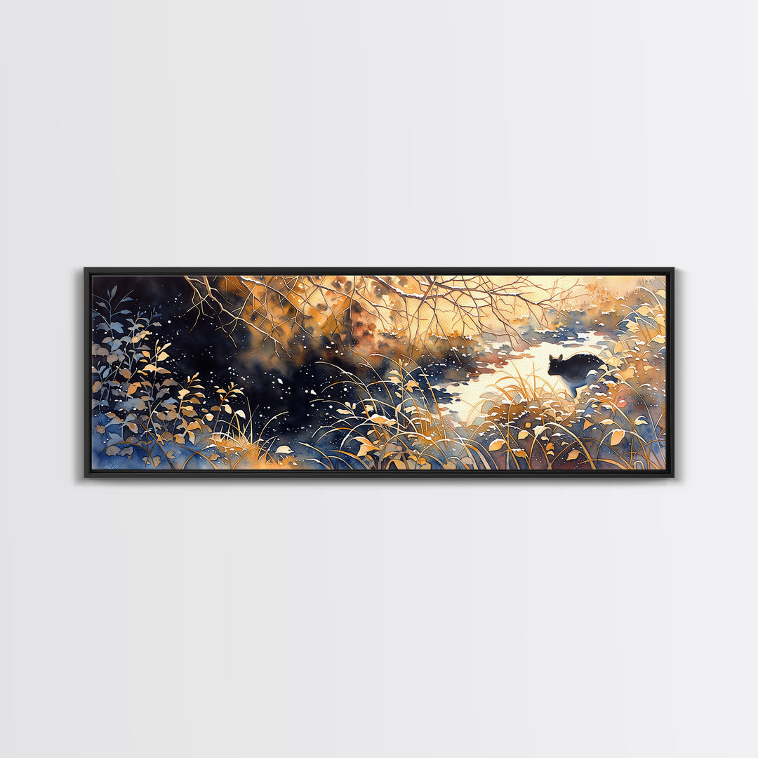 Soft Watercolor Branch Study Framed Canvas Print, General Fine Art, Digital Prints, Living Room Decor, Oil Painting, GEN-3x1-99
