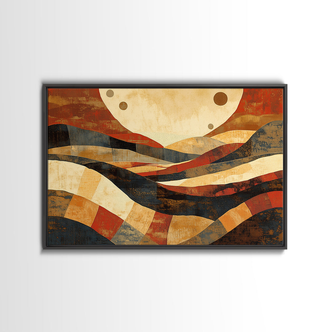 Warm Terracotta Abstract Framed Canvas Print, General Fine Art, Original Painting, Living Room Decor, Fine Art, GEN-3x2-10