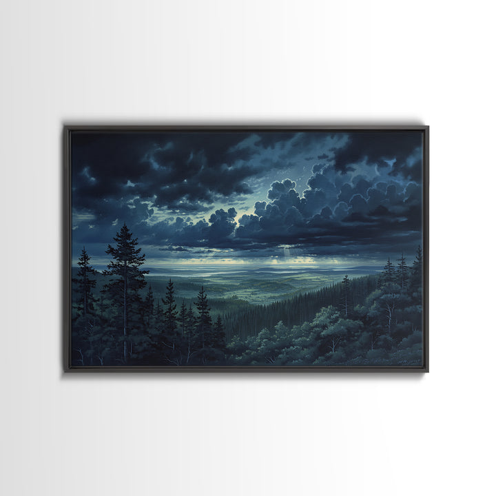 Moody Forest Clearing Canvas Print, General Fine Art, Wall Hanging, Living Room Decor, Oil Painting, Statement Artwork, GEN-3x2-12
