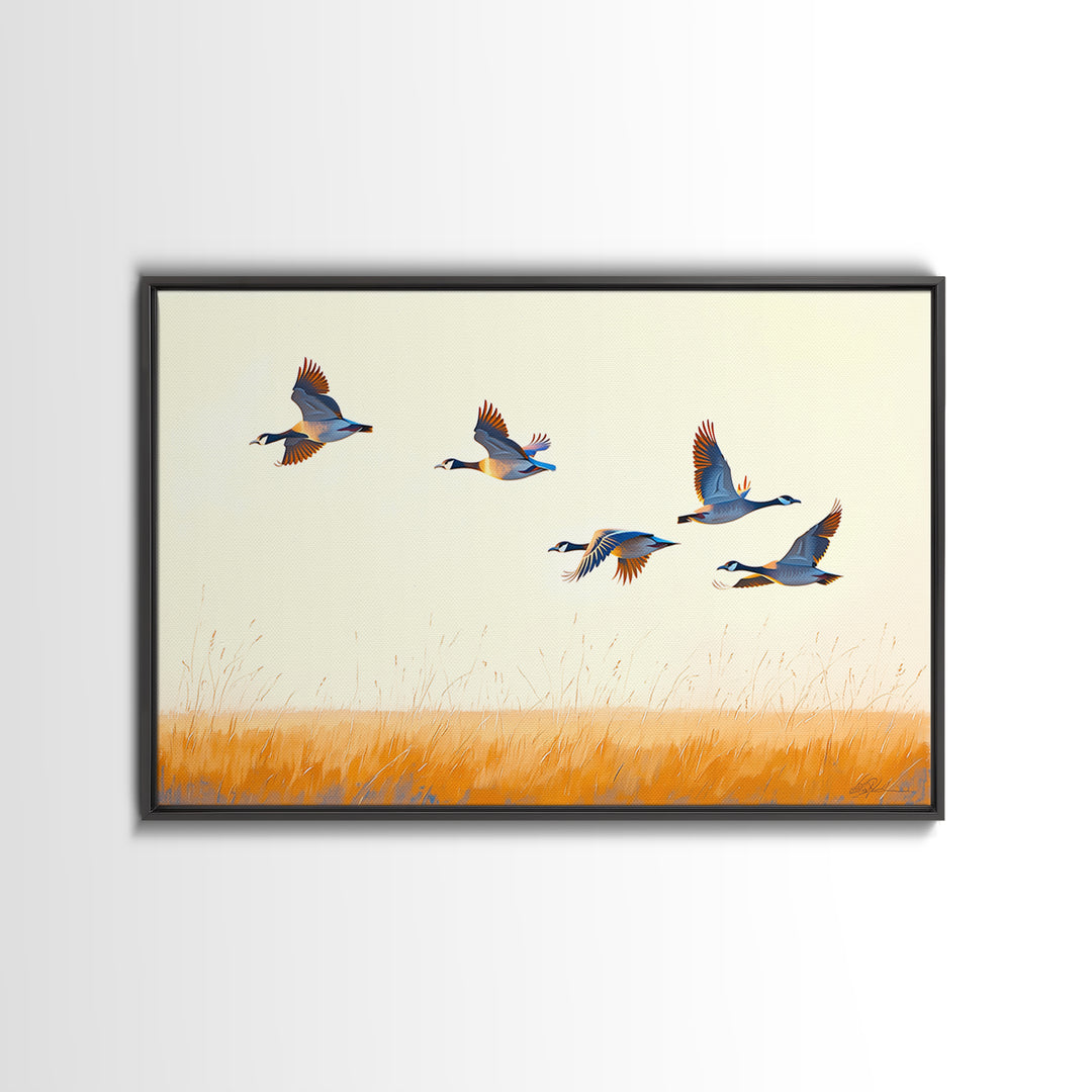 Minimal Birds in Flight over an Open Framed Canvas Print, General Fine Art, Art Prints, Living Room Decor, Fine Art, GEN-3x2-2
