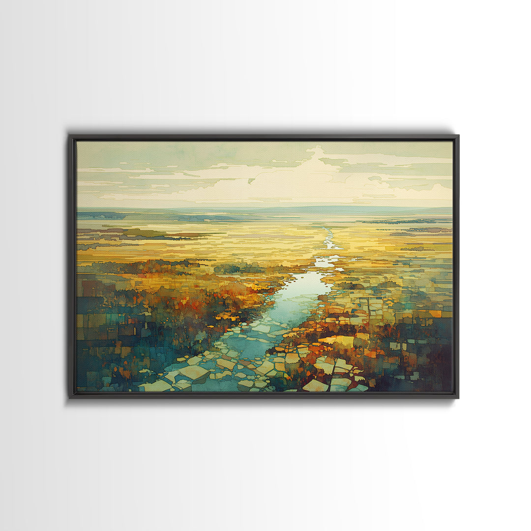 Quiet Abstract River Shape Canvas Print, General Fine Art, Canvas, Living Room Decor, Abstract Art, Canvas Art, GEN-3x2-4