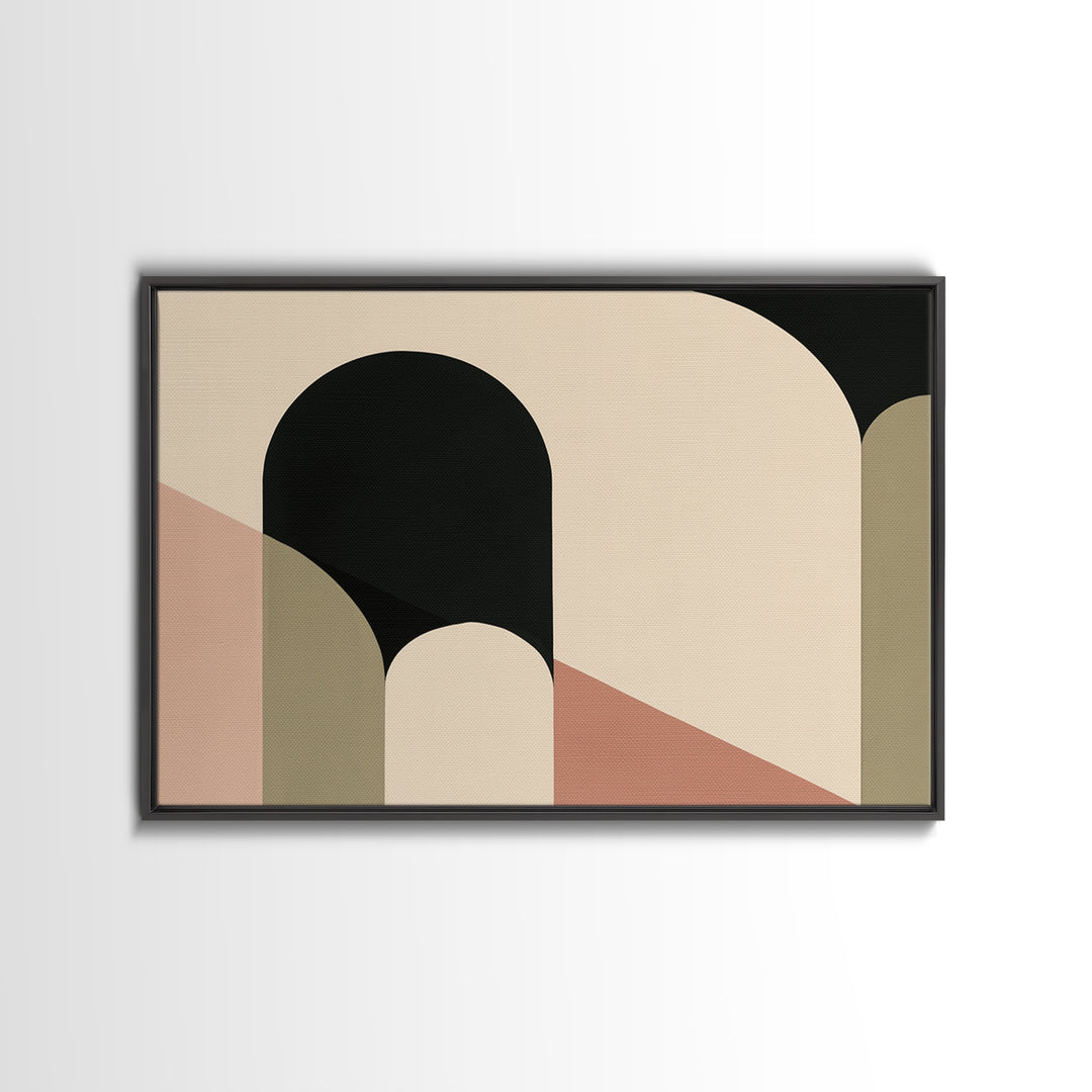 Monochrome Architectural Arch Composition Framed Canvas Print, General Fine Art, Bedroom Decor, Living Room Decor, Oil Painting, GEN-3x2-40