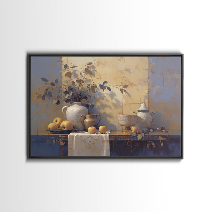 Simple Still Life of Fruit and Linen Canvas Print, General Fine Art, Digital Print, Living Room Decor, Abstract Art, GEN-3x2-44