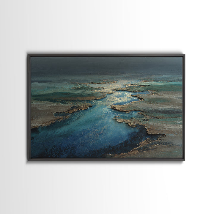 Quiet Abstract River Shape Canvas Print, General Fine Art, Canvas Wall Art, Living Room Decor, Fine Art, Textured Painting, GEN-3x2-52