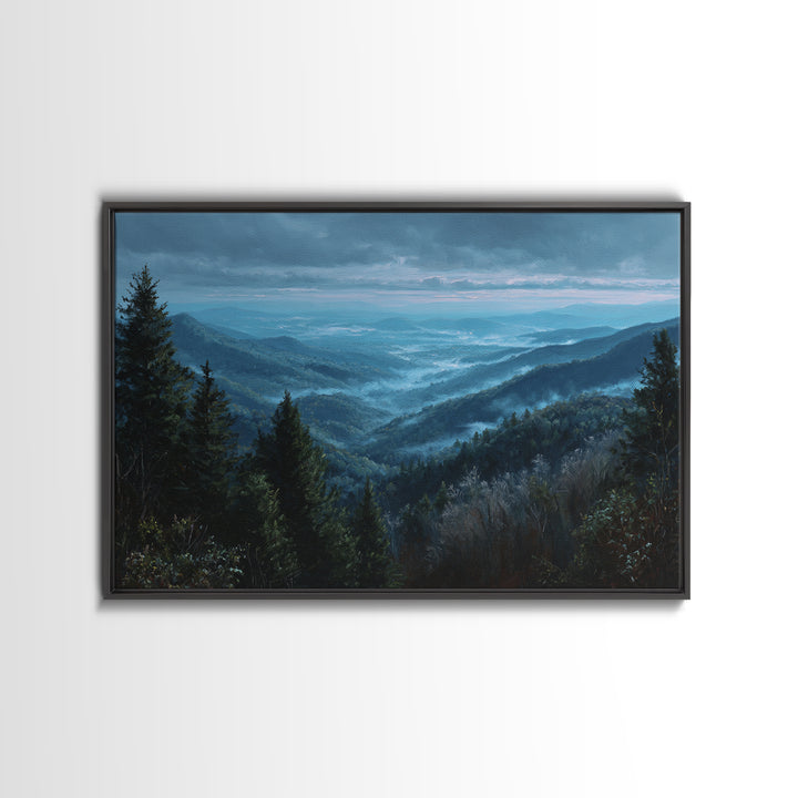 Misty Mountain Valley Canvas Print, General Fine Art, Room Decor, Living Room Decor, Fine Art, Digital Prints, GEN-3x2-56