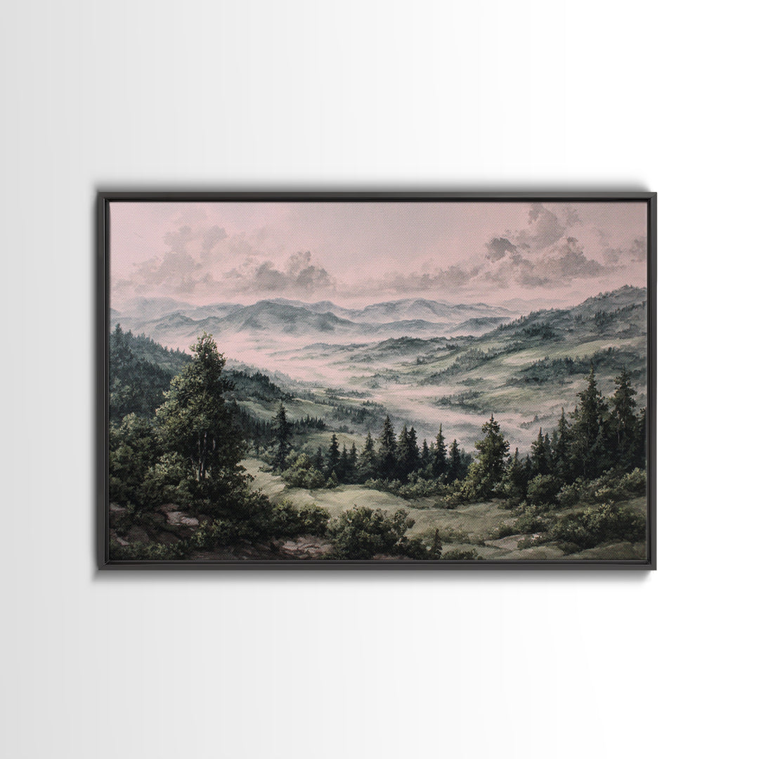 Elegant Ink Wash Landscape Canvas Print, General Fine Art, Contemporary Art, Living Room Decor, Fine Art, Digital Art, GEN-3x2-72
