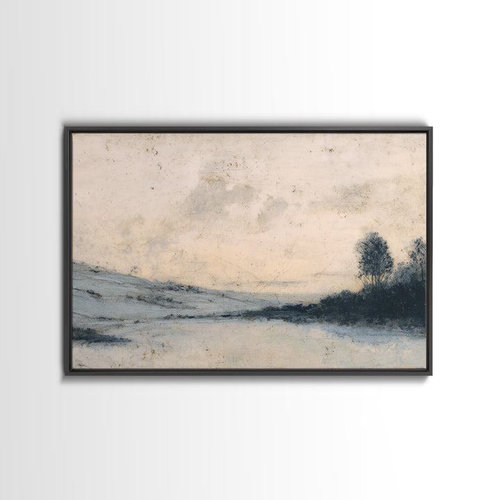 Minimal Black Line Figure on Textured Paper Framed Canvas Print, General Fine Art, Luxury Decor, Living Room Decor, Fine Art, GEN-3x2-79