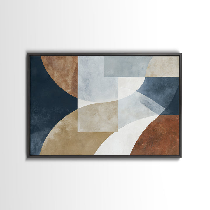 Modern Geometric Composition Framed Canvas Print, General Fine Art, Art Nouveau, Living Room Decor, Abstract Art, GEN-3x2-86