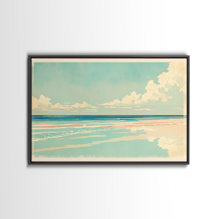 Coastal Water Study Framed Canvas Print, General Fine Art, Wall Hanging, Living Room Decor, Fine Art, Statement Artwork, GEN-3x2-9